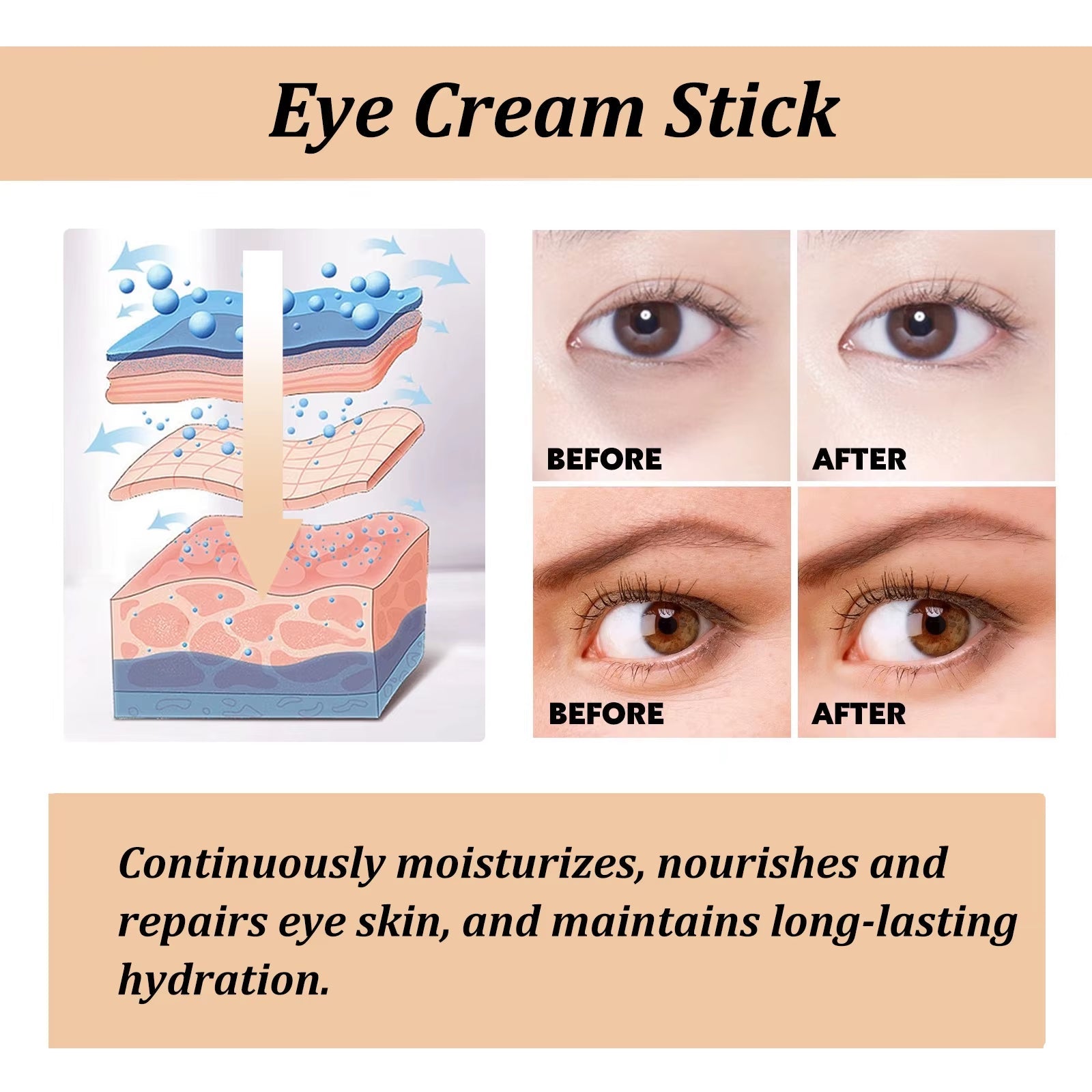 Snail Eye Cream Stick Collagen Fade Fine Lines Wrinkle Lightening Dark Circles Firming Eye Bags Puffiness Moisturizing Eye Cream